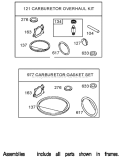 Carburetor Overhaul Kit Diagram and Parts List for 20049 250000001-250999999 - 2005 Toro Lawn Mower