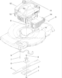 Engine and Blade Assembly Diagram and Parts List for 20065 270000001-270999999 - 2007 Toro Lawn Mower