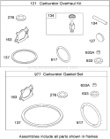 Carburetor Overhaul Kit Diagram and Parts List for 20090C 290000001-290999999 - 2009 Toro Lawn Mower
