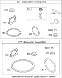 Carburetor Overhaul Kit Diagram and Parts List for 20093C 280000001-280999999 - 2008 Toro Lawn Mower