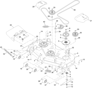 Deck Assembly Diagram and Parts List for 74002 414300000 - 999999999 Toro Lawn Tractor