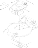 Engine and Blade Assembly Diagram and Parts List for 20197 310000001-310999999 - 2010 Toro Lawn Mower