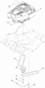 Engine_And_Pulley_Assembly Diagram and Parts List for 20199 313000001 - 313999999 Toro Lawn Mower