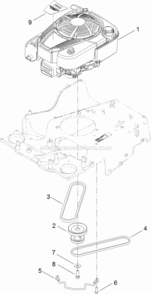Engine_And_Pulley_Assembly Diagram and Parts List for 20200 312000001 - 312008661 Toro Lawn Mower