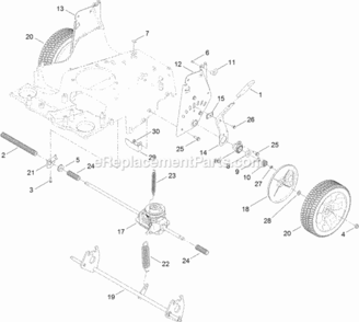 Transmission_Rear_Wheel_And_Height-Of-Cut_Assembly Diagram and Parts List for 20200 312000001 - 312008661 Toro Lawn Mower