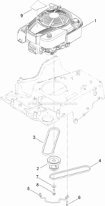 Engine_And_Pulley_Assembly Diagram and Parts List for 20200 313000001 - 313999999 Toro Lawn Mower