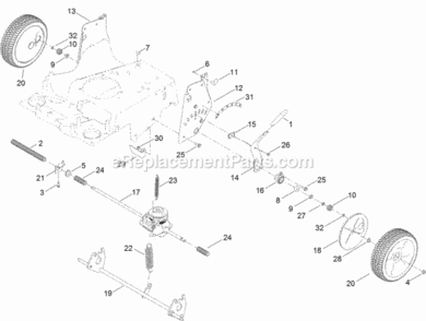 Transmission_Rear_Wheel_And_Height-Of-Cut_Assembly Diagram and Parts List for 20200 314000001 - 314200000 Toro Lawn Mower