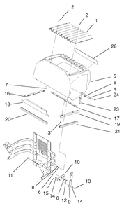 Hood Assembly Diagram and Parts List for 74214 (220000001-220999999)(2002) Toro Lawn Mower