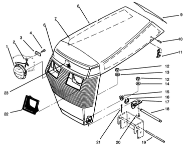 Hood Assembly Diagram and Parts List for 73401 5901261 - 5999999 Toro Lawn Tractor