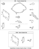 Engine and Valve Gasket Sets Diagram and Parts List for 20331C 290000001-290999999 - 2009 Toro Lawn Mower