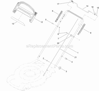 Upper_Handle_Assembly Diagram and Parts List for 20333C 312000001 - 312999999 Toro Lawn Mower
