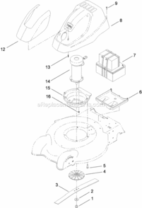 Shroud_36_Volt_Motor_And_Battery_Assembly Diagram and Parts List for 20360 311000001 - 311999999 Toro Lawn Mower