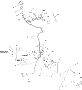 Electrical Assembly Diagram and Parts List for 72519 412800000 - 414265248 Toro Lawn Mower