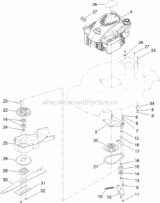 Engine_And_Blade_Assembly Diagram and Parts List for 20373 312000001 - 312999999 Toro Lawn Mower