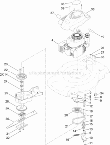 Engine_And_Blade_Assembly Diagram and Parts List for 20373 313000001 - 313999999 Toro Lawn Mower