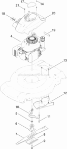 Engine_And_Blade_Assembly Diagram and Parts List for 20374 313000001 - 313999999 Toro Lawn Mower