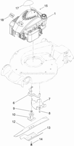 Engine_And_Blade_Assembly Diagram and Parts List for 20384 312000001 - 312999999 Toro Lawn Mower
