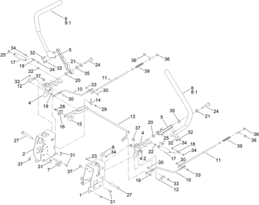 Motion Control Assembly Diagram and Parts List for 75757 409350000 - 410999999 Toro Lawn Tractor