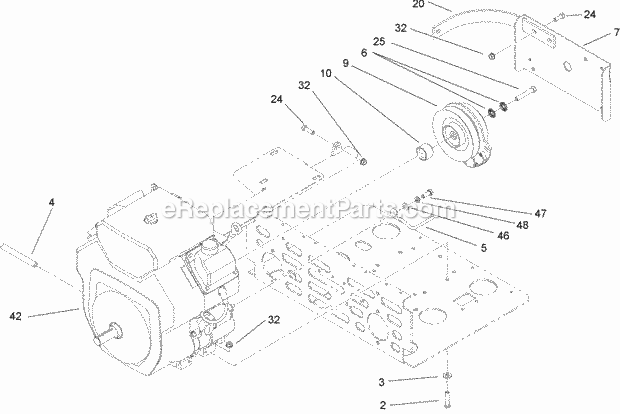 Engine And Clutch Assembly Diagram and Parts List for 74262TE 260000001-260999999 Toro Lawn Mower