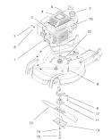 Engine Mounting and Blade Diagram and Parts List for 20474 6900001-6999999 - 1996 Toro Lawn Mower