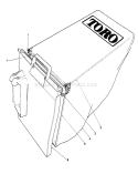 Grass Bag Assembly Diagram and Parts List for 20564C 9000001-9999999 - 1989 Toro Lawn Mower