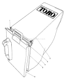 Grass Bag Assembly Diagram and Parts List for 20564 5000001-5999999 - 1985 Toro Lawn Mower