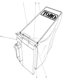 Grass Bag Assembly Diagram and Parts List for 20574 6000001-6999999 - 1986 Toro Lawn Mower