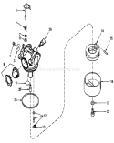 Carburetor Diagram and Parts List for 20574 9000001-9999999 - 1989 Toro Lawn Mower
