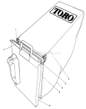 Grass Bag Assembly Diagram and Parts List for 20574 9000001-9999999 - 1989 Toro Lawn Mower