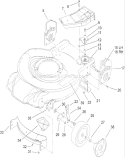 Housing, Handle Brackets and Wheel Assembly Diagram and Parts List for 20654 270000001-270999999 - 2007 Toro Lawn Mower
