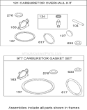 Carburetor Overhaul Kit Diagram and Parts List for 20654 270000001-270999999 - 2007 Toro Lawn Mower