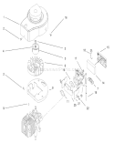 Shroud, Crankcase and Carburetor Assembly Diagram and Parts List for 20711 8900001-89999999 - 1998 Toro Lawn Mower