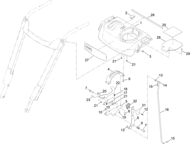 Control Assembly Diagram and Parts List for 38701 400000000 - 408799999 Toro Power Broom