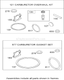 Carburetor Overhaul Kit Diagram and Parts List for 20792 270000001-270999999 - 2007 Toro Lawn Mower