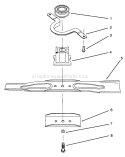 Blade Assembly Diagram and Parts List for 20808B 6900001-6999999 - 1996 Toro Lawn Mower