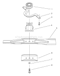 Blade Assembly Diagram and Parts List for 20808 8900001-8999999 - 1998 Toro Lawn Mower