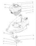 Engine and Blade Assembly Diagram and Parts List for 20816 220000001-220999999 - 2002 Toro Lawn Mower
