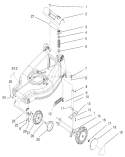 H.O.C and Wheel Assembly Diagram and Parts List for 20817 210000001-210001000 - 2001 Toro Lawn Mower