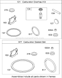 Carburetor Overhaul Kit Diagram and Parts List for 20817 290000001-290999999 - 2009 Toro Lawn Mower