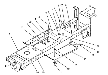 Main Frame Assembly Diagram and Parts List for 72081 3900001 - 3999999 Toro Lawn Tractor