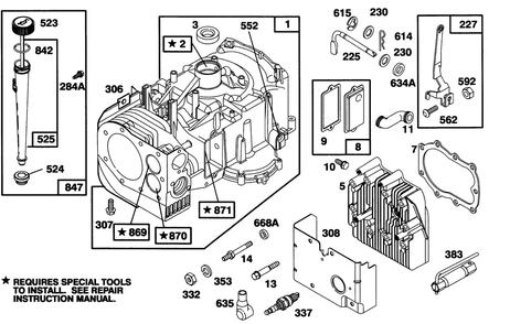 Engine Briggs & Stratton Model 283707-0160-01 Diagram and Parts List for 70141 59000001 - 59999999 Toro Lawn Tractor