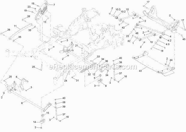 Deck Lift Assembly Diagram and Parts List for 74942TE 316000001-316999999 Toro Lawn Mower