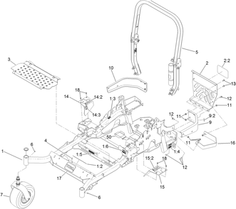 Frame And Caster Assembly Diagram and Parts List for 74951 (311000001-311000402)(2011) Toro Lawn Mower