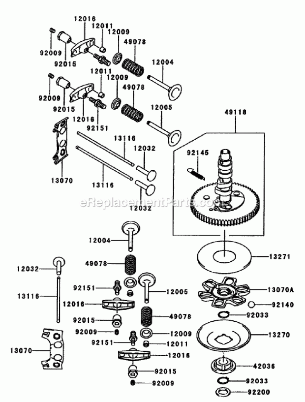 Valve/Camshaft Assembly Kawasaki Fh680v-As10 Diagram and Parts List for 74175 200000001-200999999 Toro Lawn Mower
