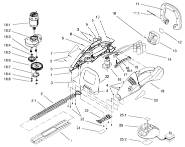 Hedge Trimmer Assembly Diagram and Parts List for 51597 9900001 - 9999999 Toro Trimmer