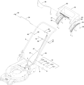Handle Assembly Diagram and Parts List for 21693 413000000 - 414499999 Toro Lawn Mower