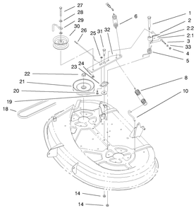38" Deck Blade Drive & Braking Components Diagram and Parts List for 71198 9900001 - 9999999 Toro Lawn Tractor
