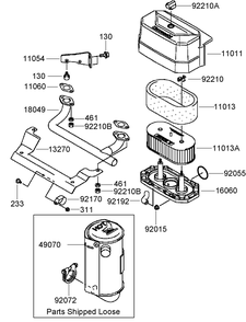 Air Filter And Muffler Assembly Diagram and Parts List for 74409TE (280000001-280999999)(2008) Toro Lawn Mower