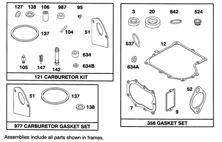 Engine Briggs & Stratton Model 286707-0453-01 Diagram and Parts List for 71202 4900001 - 4999999 Toro Lawn Tractor