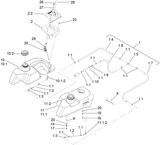 Part Location Diagram of 107-9285 Toro FUEL LINE Assembly